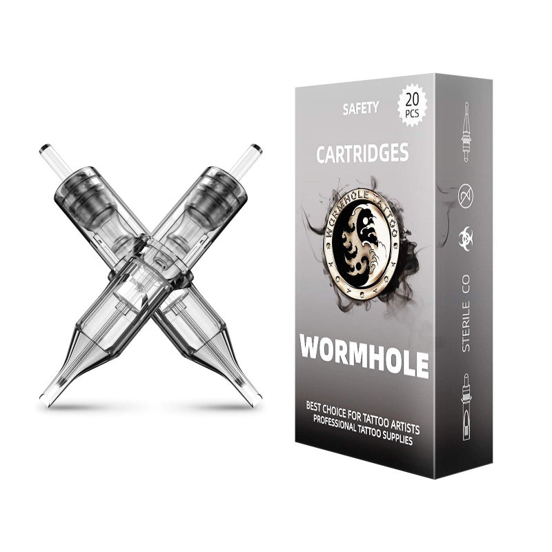 Wormhole Tattoo إبر كارتريدج وشم وورم هول، 9RL إبر وشم 20 قطعة إبر كارتريدج وشم دائرية للاستخدام مرة واحدة لآلة الوشم قلم الوشم مستلزمات الوشم 1209RL - Image 1
